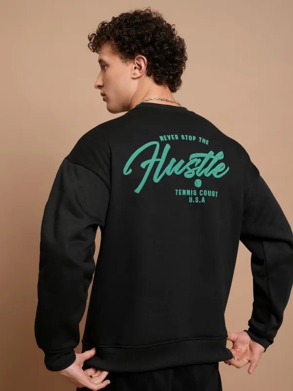  Highlander Men Black Round Neck Pullover Sweatshirts