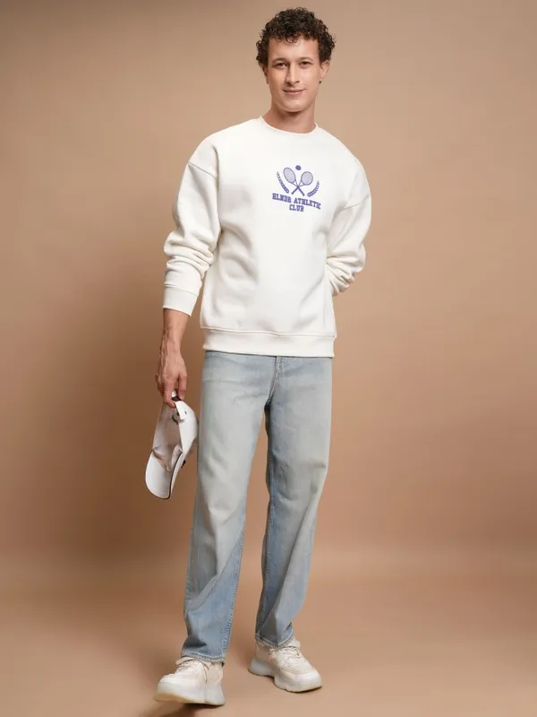  Highlander Men White Round Neck Pullover Sweatshirts