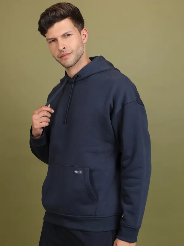  Highlander Men Navy Blue Hood Pullover Sweatshirts