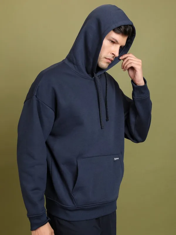  Highlander Men Navy Blue Hood Pullover Sweatshirts