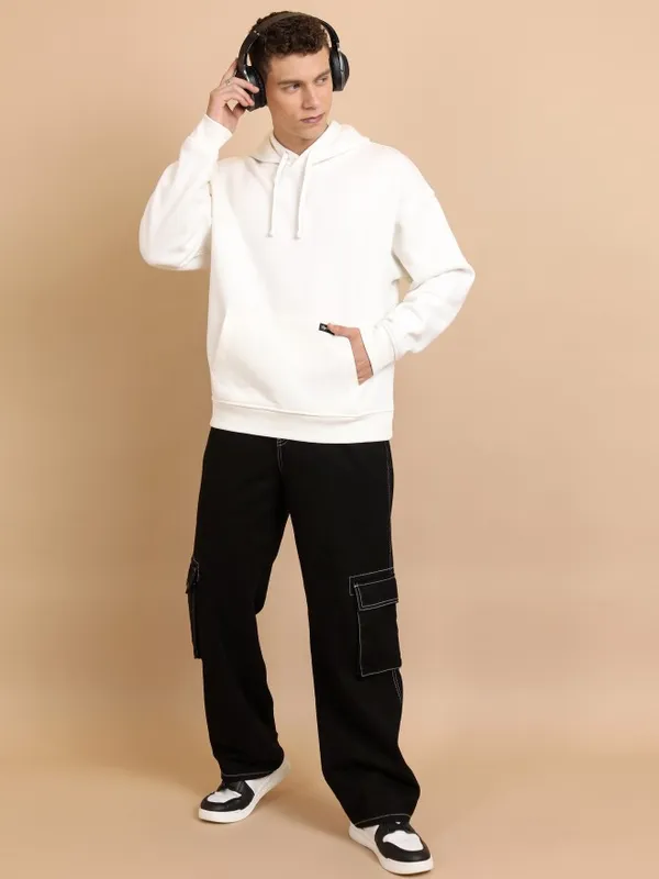 Men Solid Oversized Fit Sweatshirt