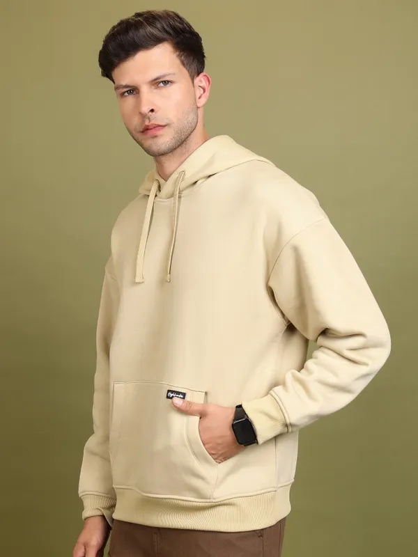  Highlander Men Beige Hood Pullover Sweatshirts