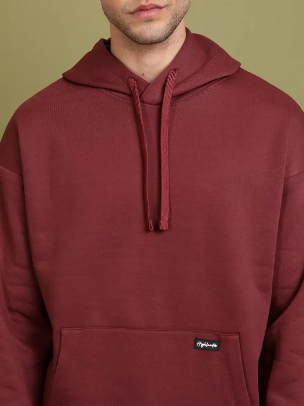  Highlander Men Red Hood Pullover Sweatshirts