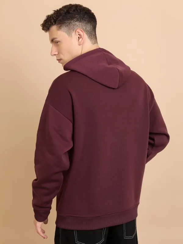  Highlander Men Burgundy Hood Pullover Sweatshirts