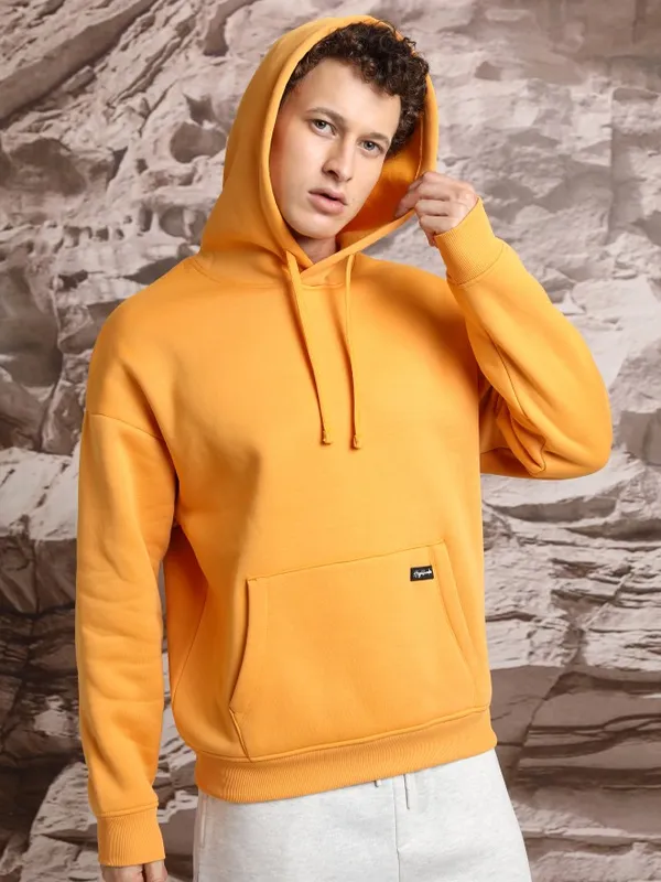  Highlander Men Mustard Hood Pullover Sweatshirts