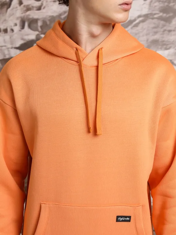  Highlander Men Orange Hood Pullover Sweatshirts