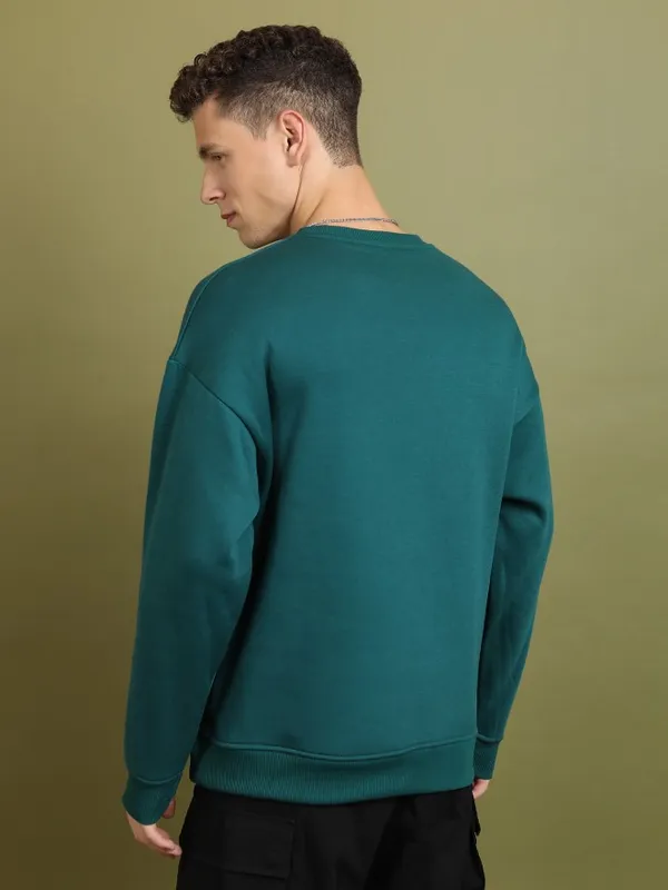  Ketch Men Green Round Neck Pullover Sweatshirts