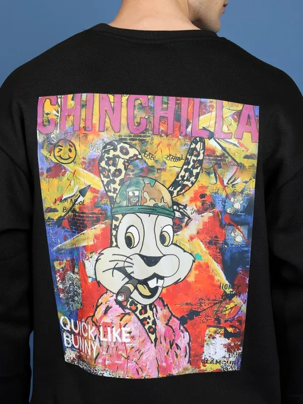  Highlander Men Black Round Neck Pullover Sweatshirts