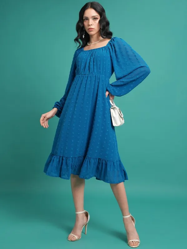  Tokyo Talkies Women Blue Solid A-Line Dresses