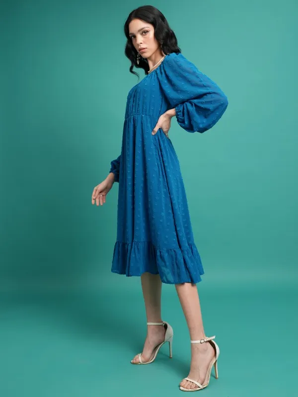  Tokyo Talkies Women Blue Solid A-Line Dresses