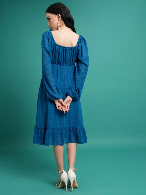  Tokyo Talkies Women Blue Solid A-Line Dresses