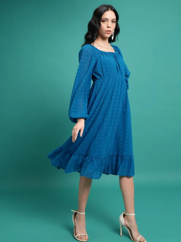  Tokyo Talkies Women Blue Solid A-Line Dresses