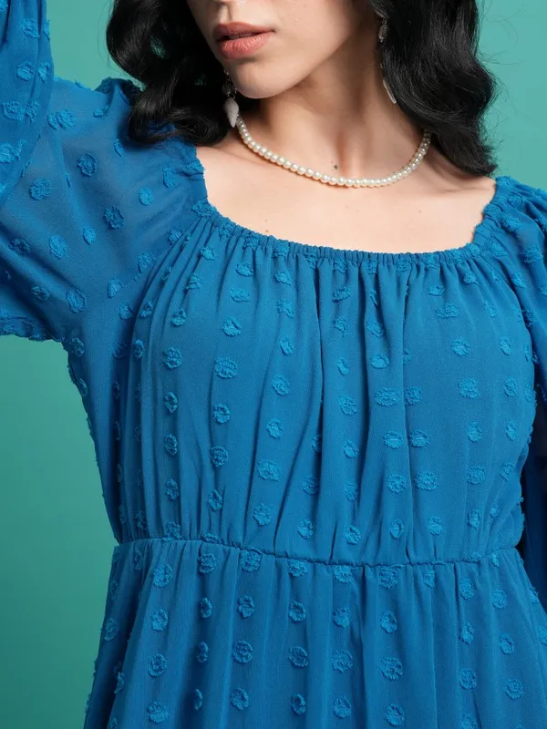 Tokyo Talkies Women Blue Solid A-Line Dresses
