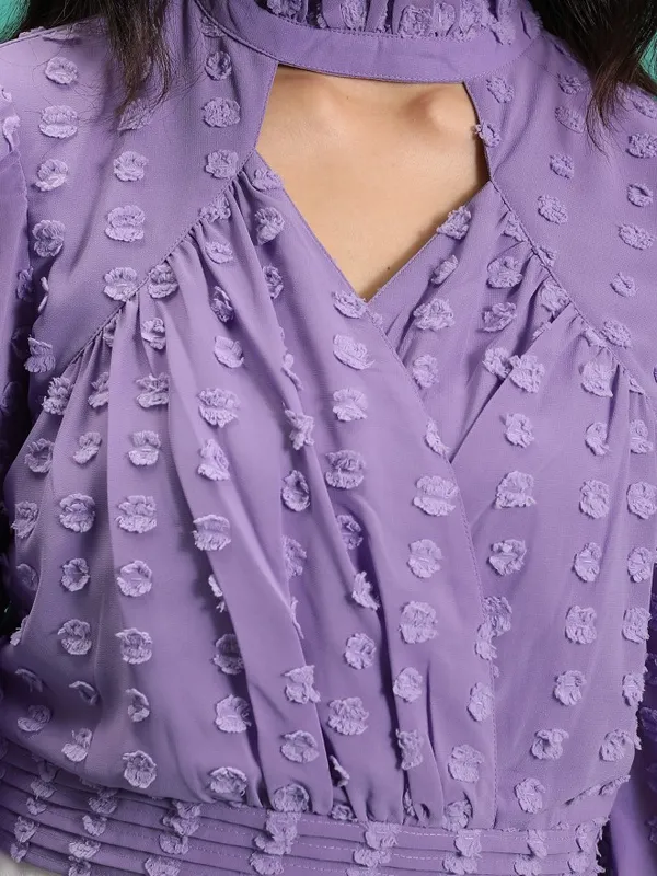Tokyo Talkies Women Purple Self Design Wrap Top
