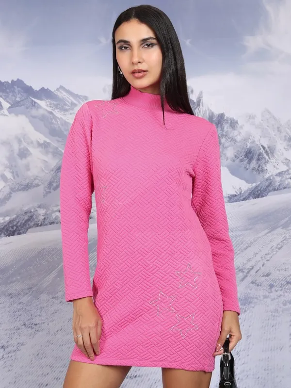  Tokyo Talkies Women Pink Self Design Dresses