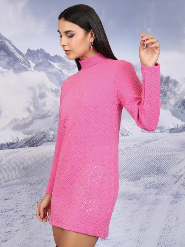  Tokyo Talkies Women Pink Self Design Dresses