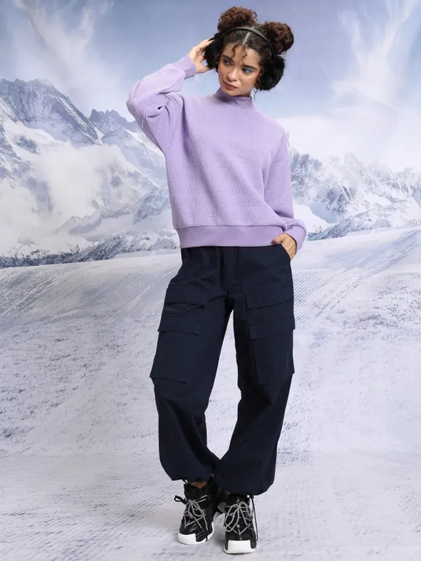  Tokyo Talkies Women Purple High Neck Sweaters