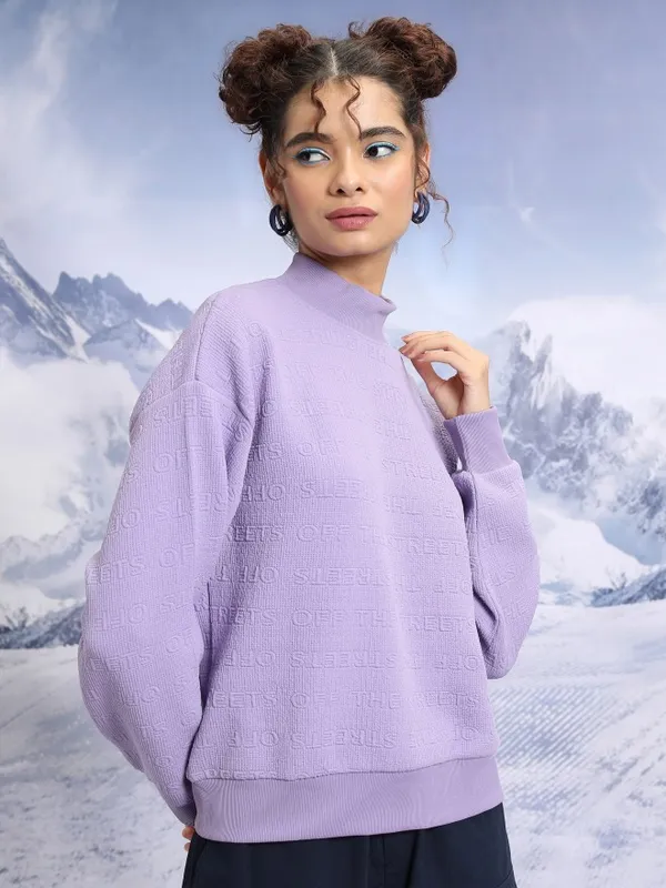  Tokyo Talkies Women Purple High Neck Sweaters