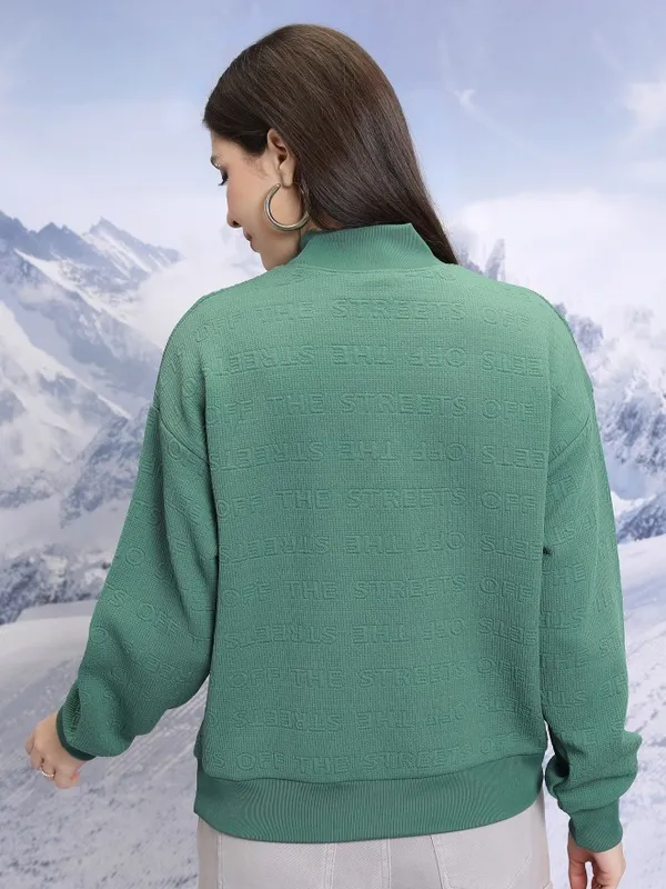  Tokyo Talkies Women Green High Neck Sweaters