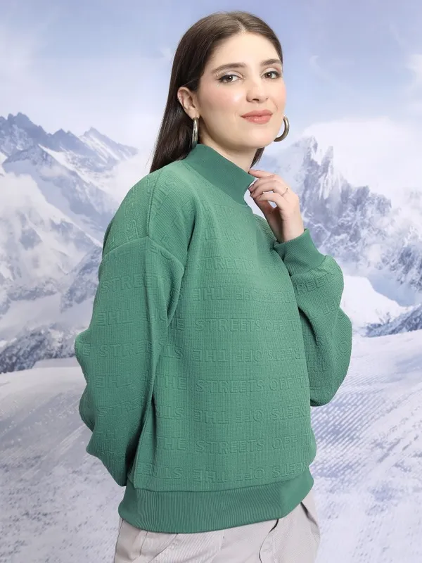  Tokyo Talkies Women Green High Neck Sweaters