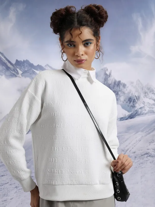  Tokyo Talkies Women White High Neck Sweaters
