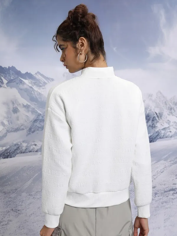  Tokyo Talkies Women White High Neck Sweaters