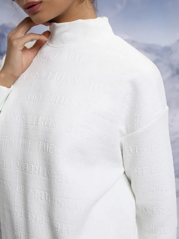  Tokyo Talkies Women White High Neck Sweaters