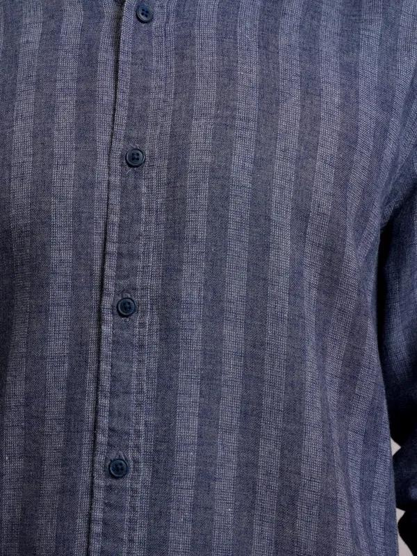  Locomotive Men Blue Striped Oversized Fit Casual Shirts