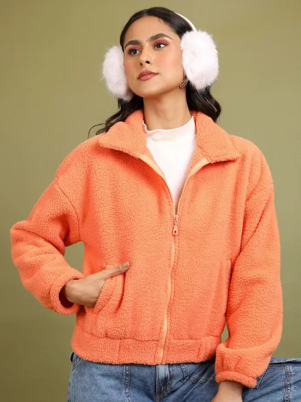  Tokyo Talkies Women Orange Open Front Jacket Jackets