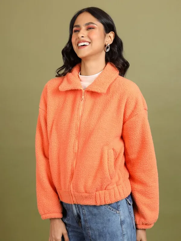  Tokyo Talkies Women Orange Open Front Jacket Jackets