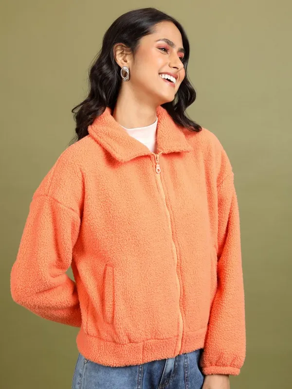  Tokyo Talkies Women Orange Open Front Jacket Jackets