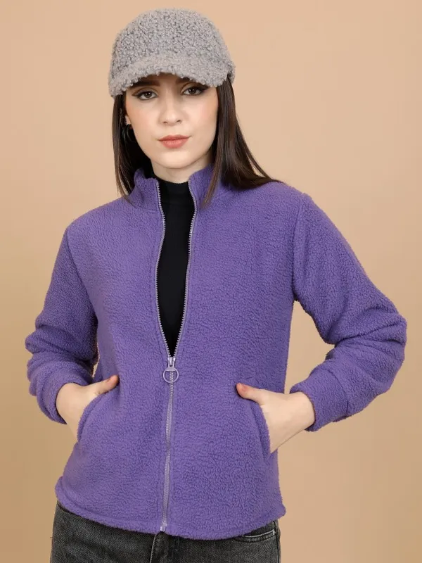  Tokyo Talkies Women Purple Open Front Jacket Jackets