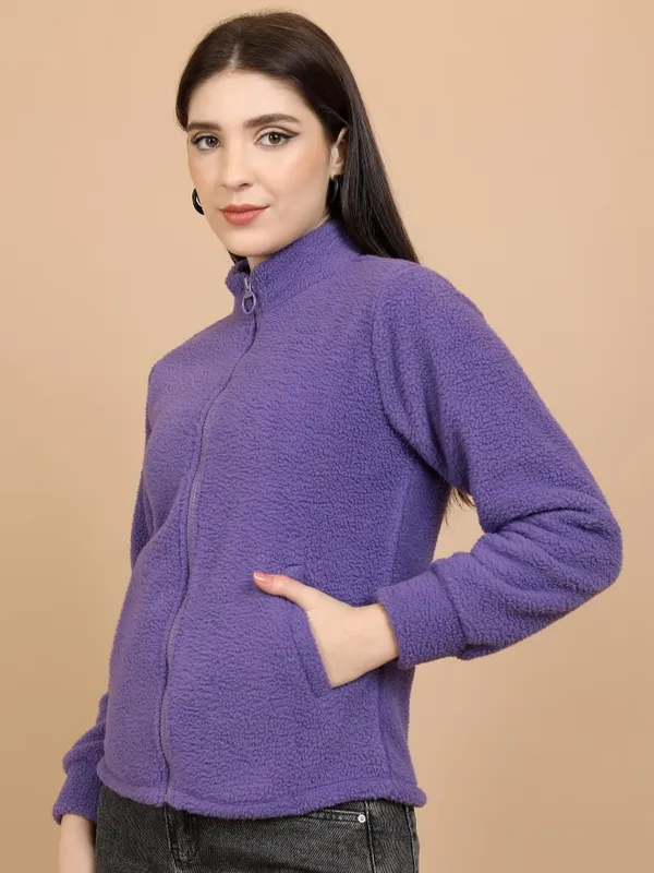  Tokyo Talkies Women Purple Open Front Jacket Jackets