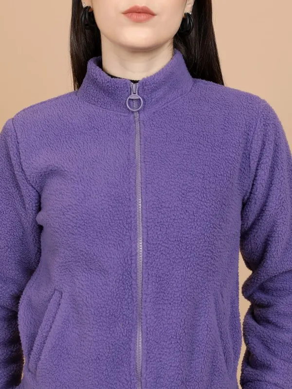 Tokyo Talkies Women Purple Open Front Jacket Jackets