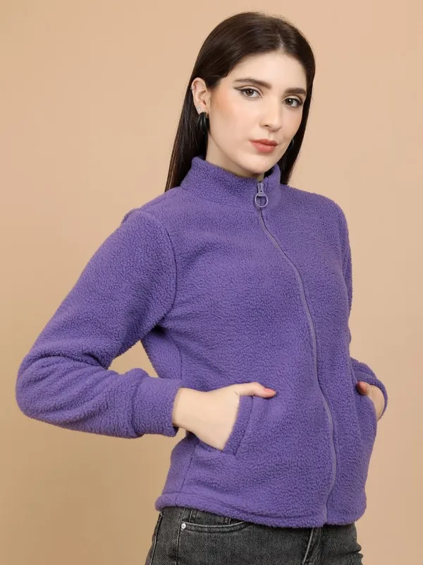  Tokyo Talkies Women Purple Open Front Jacket Jackets