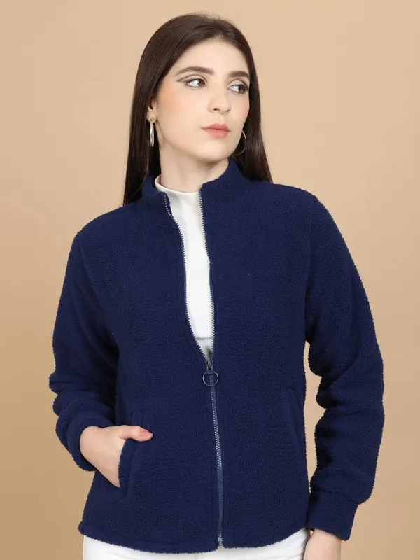  Tokyo Talkies Women Navy Blue Open Front Jacket Jackets