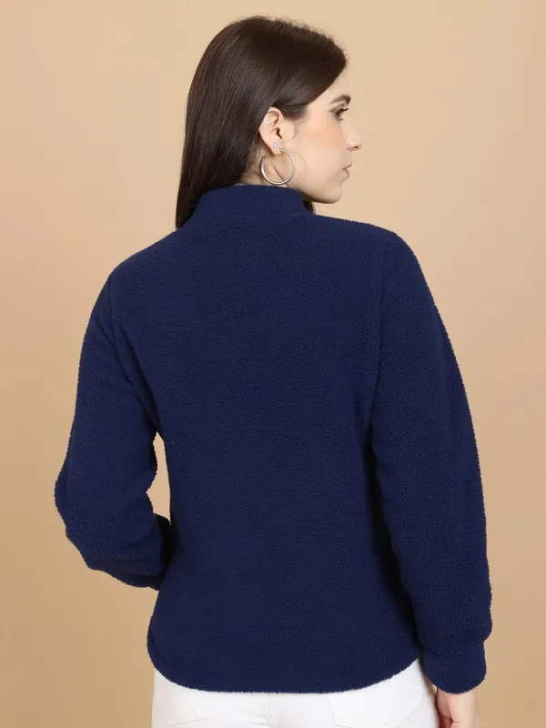  Tokyo Talkies Women Navy Blue Open Front Jacket Jackets