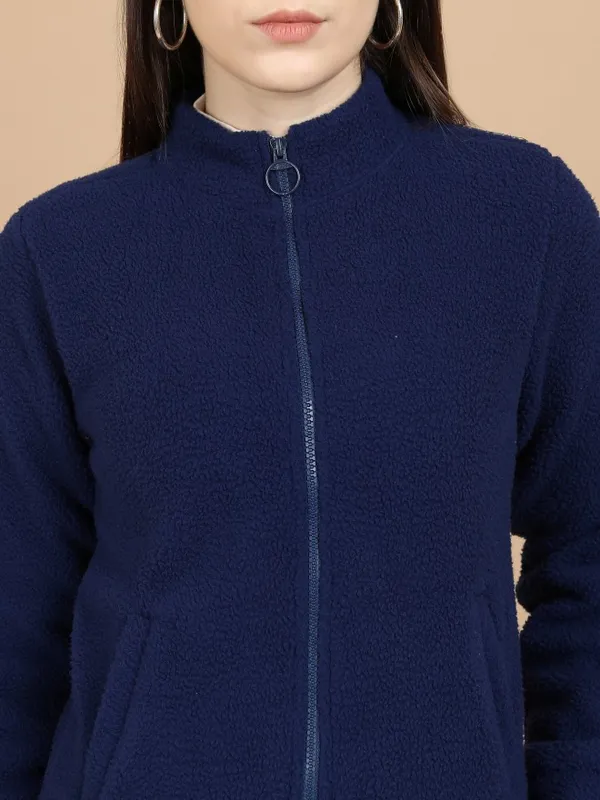 Tokyo Talkies Women Navy Blue Open Front Jacket Jackets