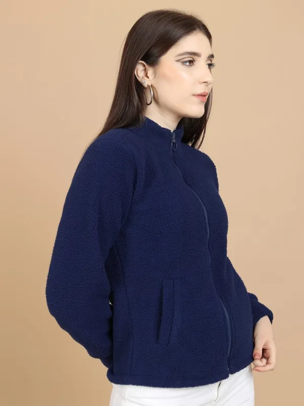  Tokyo Talkies Women Navy Blue Open Front Jacket Jackets