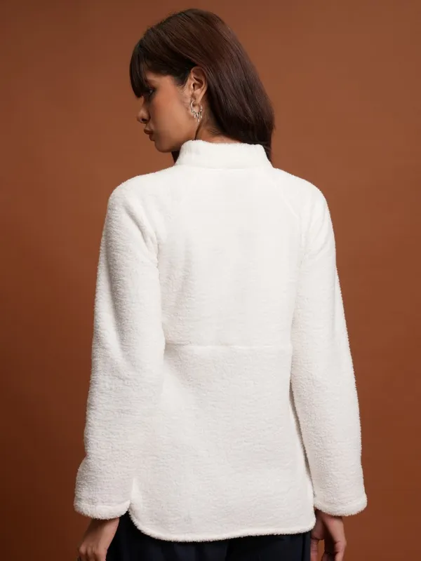  Tokyo Talkies Women White Open Front Jacket Jackets