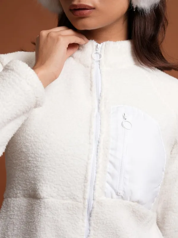  Tokyo Talkies Women White Open Front Jacket Jackets