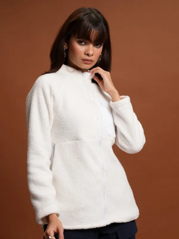  Tokyo Talkies Women White Open Front Jacket Jackets