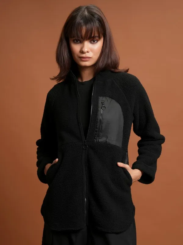 Tokyo Talkies Women Black Open Front Jacket Jackets