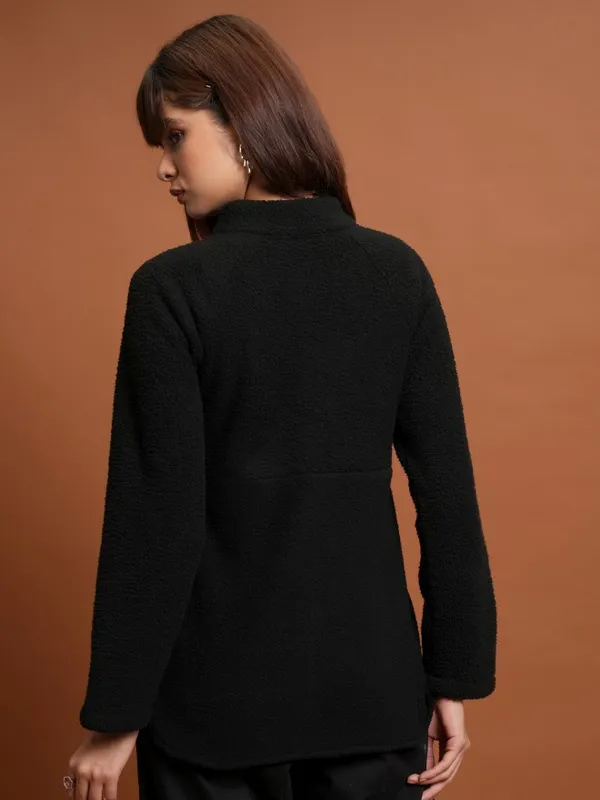  Tokyo Talkies Women Black Open Front Jacket Jackets
