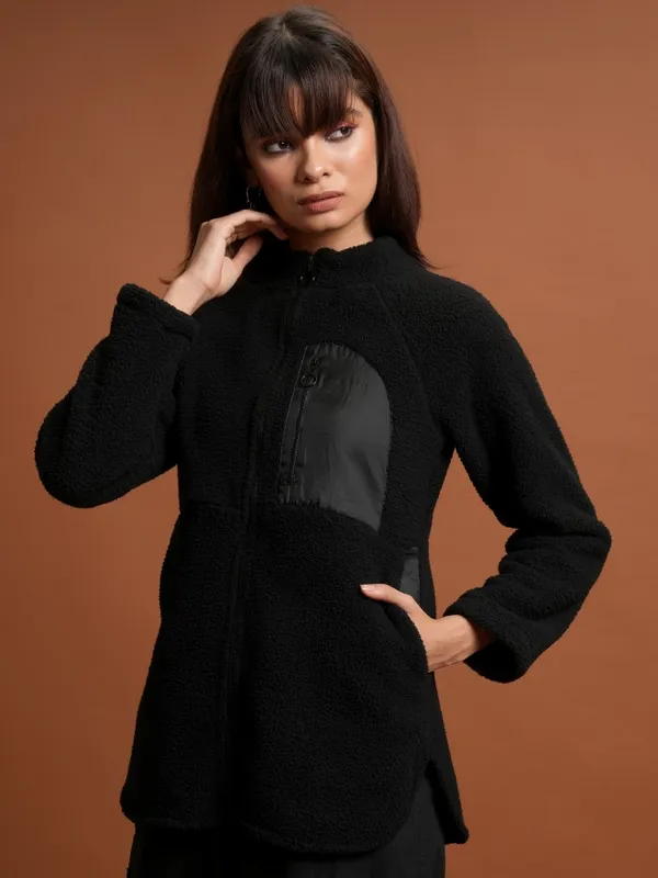  Tokyo Talkies Women Black Open Front Jacket Jackets