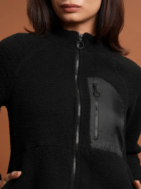  Tokyo Talkies Women Black Open Front Jacket Jackets
