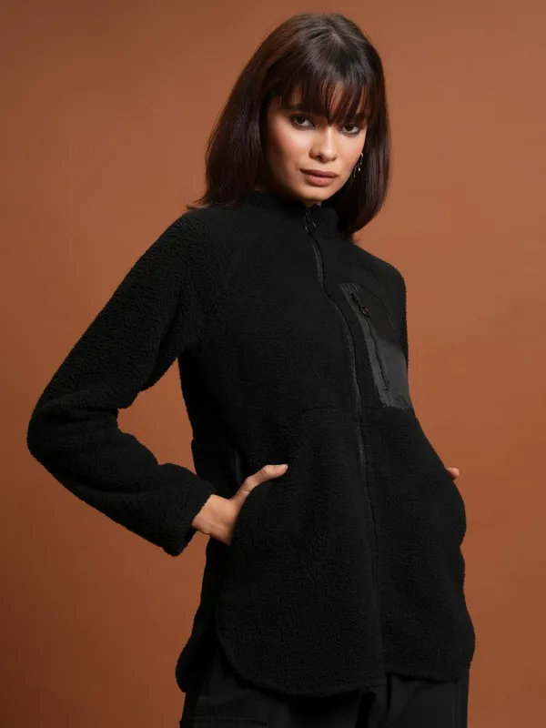  Tokyo Talkies Women Black Open Front Jacket Jackets