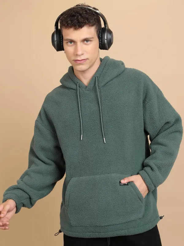 Highlander Men Green Hood Pullover Sweatshirts