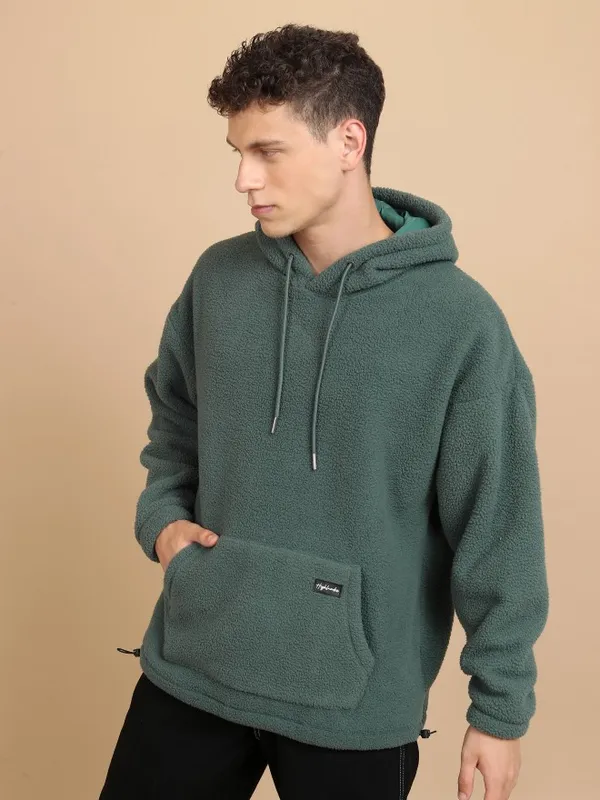  Highlander Men Green Hood Pullover Sweatshirts