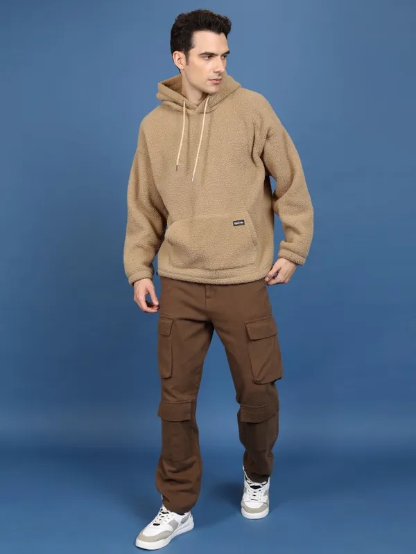  Highlander Men Brown Hood Pullover Sweatshirts